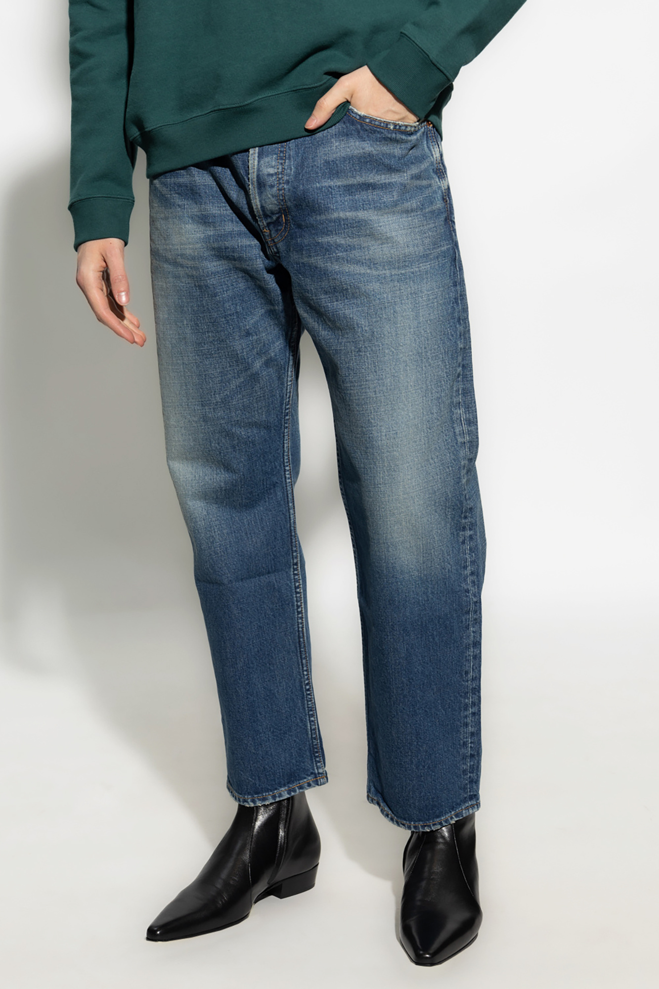 SAINT LAURENT PARIS｜JEANS (734311 Y07HA 4296) Saint Laurent Blue Denim Straight Fit Jeans 734311 Y07HA